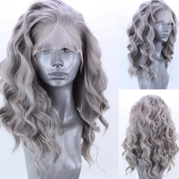 l- - 💫 16” SILVER GRAY WAVY LACE FRONT WIG💫 *NEW*🆕🆕🆕